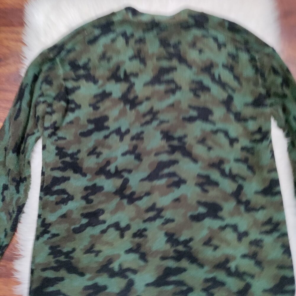 Aqua Cashmere Oversized Green Combo Camouflage Cardigan Sweater Women's Medium - Picture 5 of 16